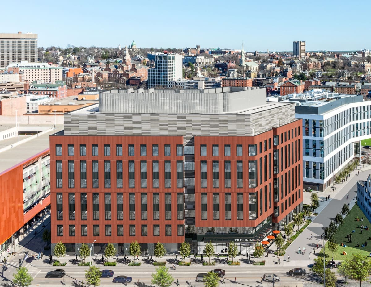 Red-brick building in city center