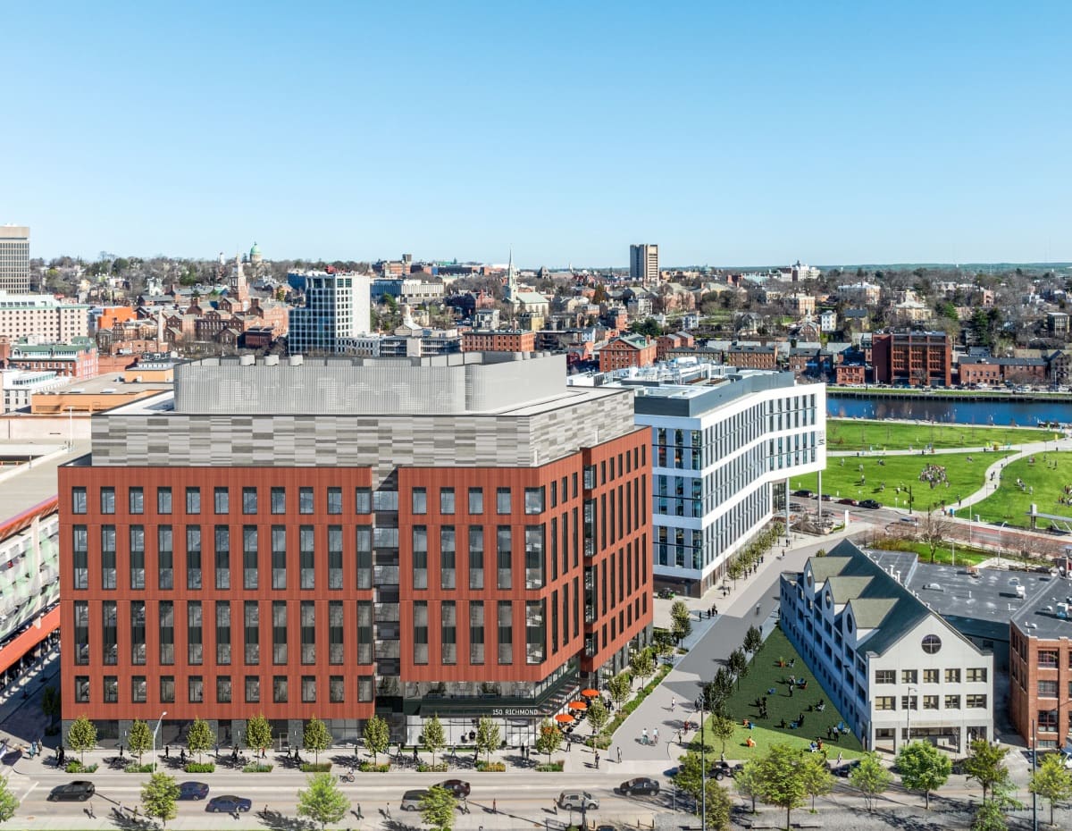 Red-brick building in city center